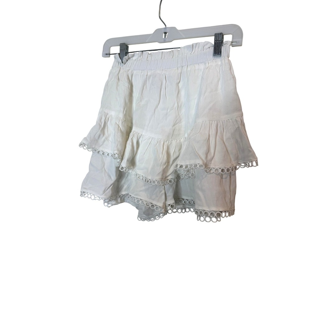 Bishop + Young Skort Womens Small White Ruffle Lace Trim Tiered Lined Summer